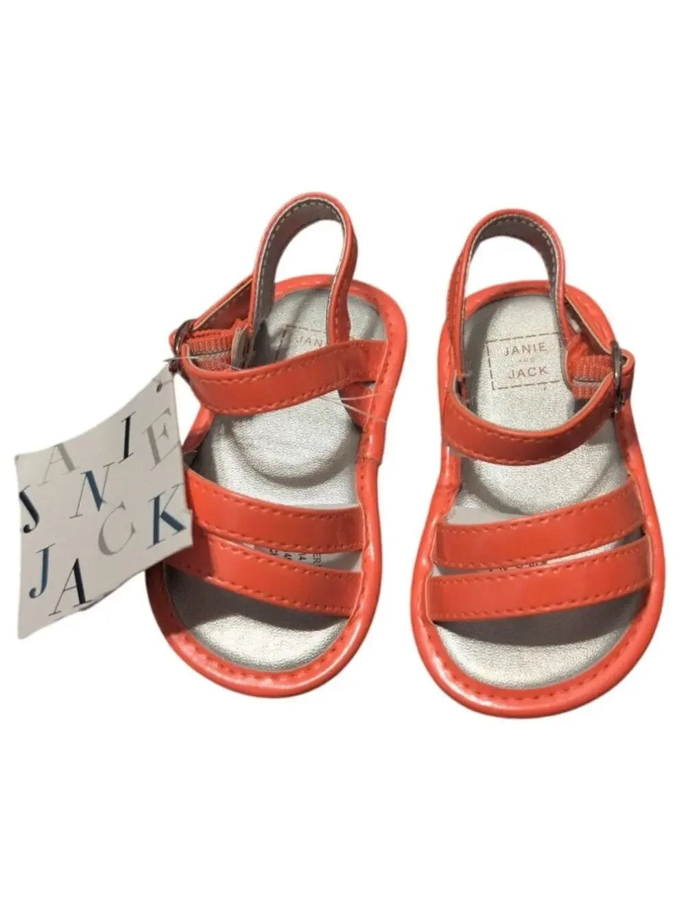 Janie and Jack Baby Crib Shoes Espadrille Red Orange White Striped NWT